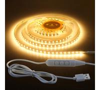 Aclorol Bande lumineuse LED USB de 2 m avec interrupteur Blanc chaud 3000 K Intensité variable 5 V Rétroéclairage TV 5 mm Largeur 5 mm Bande lumineuse autocollante pour chambre à coucher, tête de lit