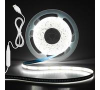 Aclorol Ruban LED COB Lumière Blanc Froid 4M Flexible Rétroéclairage TV Dimmable avec variateur 5V USB Bande LED 320LEDs/M Lumineuse pour Armoire Cuisine Miroir Armoire Escalier Éclairage