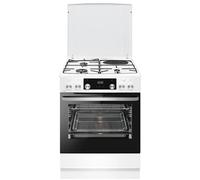 Amica Cuisinière mixte ACM7037RB 4 feux (3 gaz + 1 électrique) Four 77 L Pyrolyse Blanc 60 cm