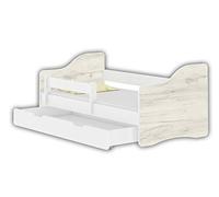 ACMA Happy Lit Enfant Bébé TIROIR Matelas sommier Gratuite Blanc Meubles pour Enfants (180x80 cm + Tiroir, Chêne Blanc)