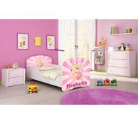 ACMA I Lit d'adolescent Lit d'enfant Lit junior Set complet avec matelas Sommier à lattes Blanc 10 Nounours 160x80