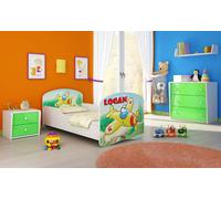 ACMA I Lit d'adolescent Lit d'enfant Lit junior Set complet avec matelas Sommier à lattes Blanc 29 Avion 140x70