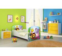 ACMA I Lit d'adolescent Lit d'enfant Lit junior Set complet avec matelas Sommier blanc 01 Zoo 160x80