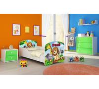 ACMA I Lit d'adolescent Lit d'enfant Lit junior Set complet avec matelas Sommier blanc 02 Animals 140x70