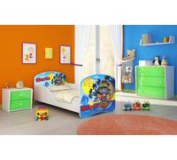 ACMA I Lit d'adolescent Lit d'enfant Lit junior Set complet avec matelas Sommier blanc 21 pirates 160x80