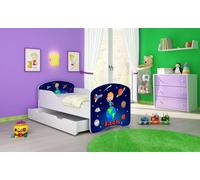 ACMA I Lit d'adolescent Lit d'enfant Lit junior Set complet avec matelas Sommier blanc 22 Kosmos 160x80 + coffre de lit