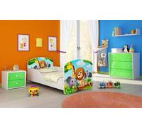 ACMA I Lit Enfant Bébé TIROIR Matelas sommier Gratuite Meubles pour Enfants (02 Petits Animaux, 160 x 80 cm)
