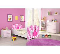 ACMA I Lit Enfant Bébé TIROIR Matelas sommier Gratuite Meubles pour Enfants (08 Princesse avec poney, 160 x 80 cm)
