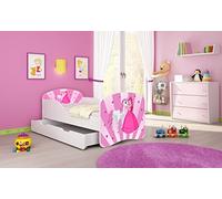 ACMA I Lit Enfant Bébé TIROIR Matelas sommier Gratuite Meubles pour Enfants (08 Princesse avec poney, 160 x 80 cm + tiroir)