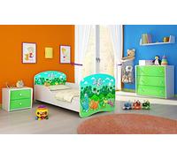 ACMA I Lit Enfant Bébé TIROIR Matelas sommier Gratuite Meubles pour Enfants (30 Dinosaures, 140 x 70 cm)