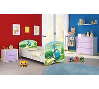 ACMA I Lit Enfant Bébé TIROIR Matelas sommier Gratuite Meubles pour Enfants (35 Hélicoptère, 140 x 70 cm)