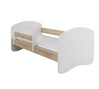 ACMA II Lit Junior 160x80 cm Décor Chêne Sonoma avec Matelas et Sommier à Lattes - Lit Enfant avec Barrières de Sécurité, Supporte Jusqu’à 120 kg, Version sans Tiroir