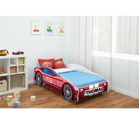 ACMA lit d'adolescent lit d'enfant lit de voiture Junior Cars lit set complet avec matelas, sommier et protection contre les chutes 140x70 cm - CAR-1 + NOM