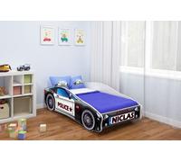 ACMA lit d'adolescent lit d'enfant lit de voiture Junior Cars lit set complet avec matelas, sommier et protection contre les chutes 140x70 cm, CAR-3 + NOM