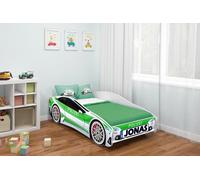 ACMA lit d'adolescent lit d'enfant lit de voiture Junior Cars lit set complet avec matelas, sommier et protection contre les chutes 140x70 cm - Police -2