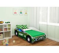 ACMA lit d'adolescent lit d'enfant lit de voiture Junior Cars lit set complet avec matelas, sommier et protection contre les chutes 140x70 cm - CAR-7 + NOM