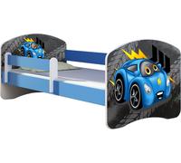 ACMA lit d'adolescent lit d'enfant lit junior set complet avec matelas sommier à lattes et protection antichute bleu 04 voiture rouge 160x80