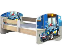 ACMA lit d'adolescent lit d'enfant lit junior set complet avec matelas sommier à lattes et protection contre les chutes Sonoma 38 police 160x80