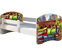 ACMA lit d'adolescent lit d'enfant lit junior set complet avec matelas sommier à lattes et protection antichute blanc 44 locomotive 180x80