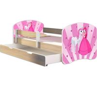 ACMA lit d'adolescent lit d'enfant lit junior set complet avec matelas sommier à lattes et protection contre les chutes Sonoma 08 Princess 140x70 + coffre de lit
