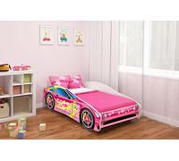 ACMA Lit d'enfant Lit de voiture Junior Cars Lit complet avec matelas, sommier et protection contre les chutes 140x70 cm - CAR-8