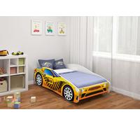 ACMA Lit d'enfant Lit de voiture Junior Cars Lit complet avec matelas, sommier et protection contre les chutes 140x70 cm - CAR-10