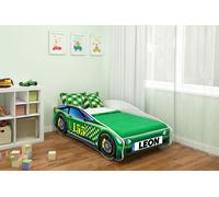 ACMA Lit d'enfant Lit de voiture Junior Cars Lit set complet avec matelas, sommier et protection contre les chutes 140x70 cm - CAR-5 + NOM