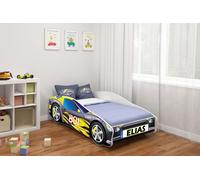 ACMA lit d'enfant lit de voiture lit junior Cars set complet avec matelas, sommier et protection contre les chutes 140x70 cm - CAR-6 + NOM