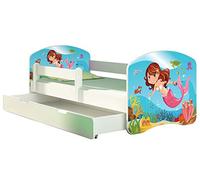 ACMA Lit enfant Bébé TIROIR MATELAS GRATUITE BLANC II (09 Petite sirène, 140x70 cm + tiroir)