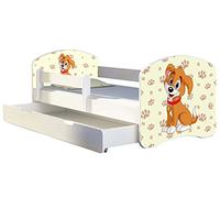 ACMA Lit enfant Bébé TIROIR MATELAS GRATUITE BLANC II (11 Petit chien, 160x80 cm + tiroir)