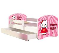 ACMA Lit enfant Bébé TIROIR MATELAS GRATUITE BLANC II (15 Sweet Kitty, 140x70 cm + tiroir)