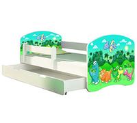 ACMA Lit enfant Bébé TIROIR MATELAS GRATUITE BLANC II (30 Dinosaures, 160x80 cm + tiroir)