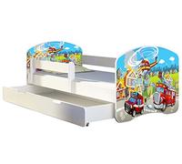 ACMA Lit enfant Bébé TIROIR MATELAS GRATUITE BLANC II (36 Sapeurs Pompiers, 140x70 cm + tiroir)