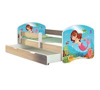 ACMA Lit Enfant Bébé TIROIR Matelas Gratuite CHÊNE Sonoma II (09 Petite sirène, 140 x 70 cm + tiroir)