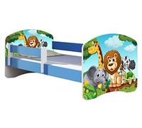 ACMA Lit Enfant Bébé TIROIR Matelas sommier Gratuite Bleu Meubles pour Enfants II (02 Petits Animaux, 180 x 80 cm)