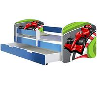 ACMA Lit Enfant Bébé TIROIR Matelas sommier Gratuite Bleu Meubles pour Enfants II (06 Formule 1, 180 x 80 cm + tiroir)