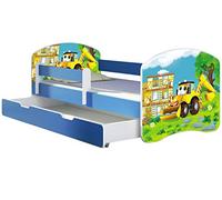 ACMA Lit Enfant Bébé TIROIR Matelas sommier Gratuite Bleu Meubles pour Enfants II (20 Pelleteuse, 180 x 80 cm + tiroir)