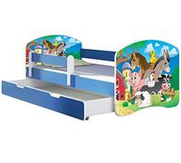 ACMA Lit Enfant Bébé TIROIR Matelas sommier Gratuite Bleu Meubles pour Enfants II (34 Ferme, 180 x 80 cm + tiroir)