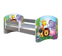 ACMA Lit Enfant Bébé TIROIR Matelas sommier Gratuite Gris Meubles pour Enfants II (01 Zoo, 140 x 70 cm)