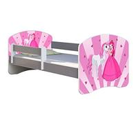 ACMA Lit Enfant Bébé TIROIR Matelas sommier Gratuite Gris Meubles pour Enfants II (08 Princesse avec Poney, 180 x 80 cm)