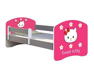 ACMA Lit Enfant Bébé TIROIR Matelas sommier Gratuite Gris Meubles pour Enfants II (16 Sweet Kitty 2, 140 x 70 cm)
