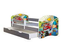 ACMA Lit Enfant Bébé TIROIR Matelas sommier Gratuite Gris Meubles pour Enfants II (45 Mécanicien, 180 x 80 cm + tiroir)