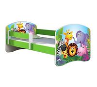 ACMA Lit Enfant Bébé TIROIR Matelas sommier Gratuite Vert Meubles pour Enfants II (01 Zoo, 140 x 70 cm)