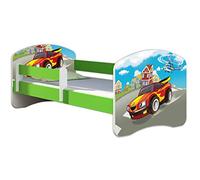 ACMA Lit Enfant Bébé TIROIR Matelas sommier Gratuite Vert Meubles pour Enfants II (03 Voiture de Course, 180 x 80 cm)