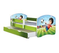 ACMA Lit Enfant Bébé TIROIR Matelas sommier Gratuite Vert Meubles pour Enfants II (13 Joueur de Foot, 160 x 80 cm + tiroir)