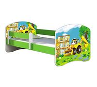 ACMA Lit Enfant Bébé TIROIR Matelas sommier Gratuite Vert Meubles pour Enfants II (20 Pelleteuse, 160 x 80 cm)