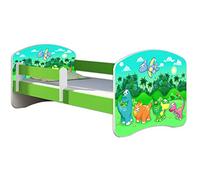 ACMA Lit Enfant Bébé TIROIR Matelas sommier Gratuite Vert Meubles pour Enfants II (30 Dinosaures, 140 x 70 cm)