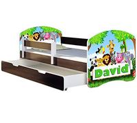 ACMA Lit Enfant Bébé TIROIR Matelas sommier Gratuite WENGE Meubles pour Enfants II (01N Le prénom - Zoo, 140 x 70 cm + tiroir)