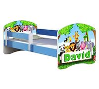 ACMA Lit Enfant Junior 160 x 80 cm Matelas sommier Gratuite Bleu Meubles pour Enfants II 01N Le prénom - Zoo