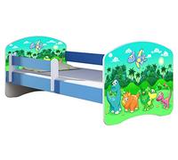 ACMA Lit Enfant Junior 160 x 80 cm Matelas sommier Gratuite Bleu Meubles pour Enfants II 30 Dinosaures